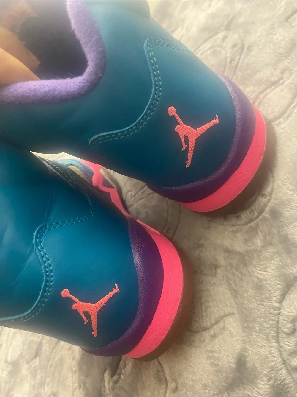 Jordan Kids High-Top Sneakers in Blue/Purple/Pink
